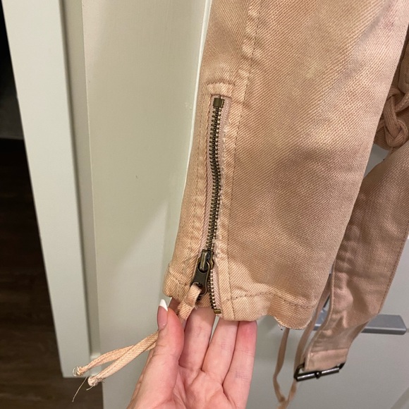 Free People Light Pink Denim Motorcycle Style Jacket - Picture 8 of 13